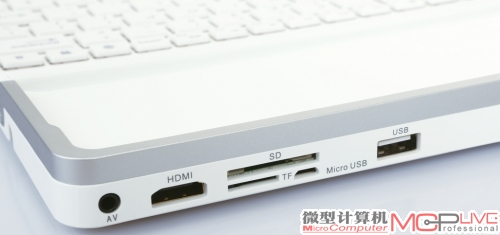 完善的扩展接口，包括卡槽和HDMI接口。