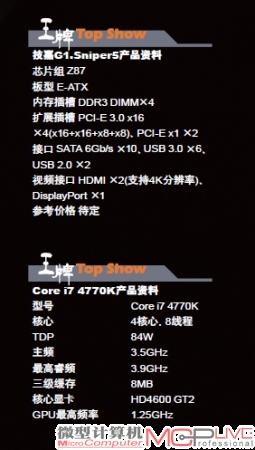 巅峰组合技嘉G1.Sniper5 Core i7 4770K