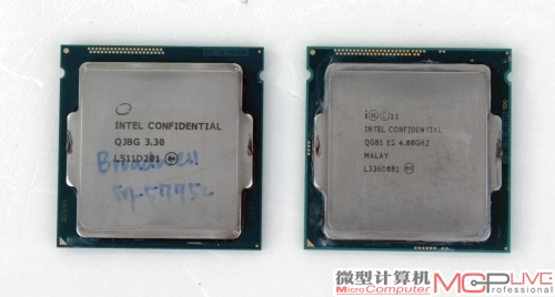 工程版Core i7 5775C处理器(左)对比 Core i7 4790K处理器