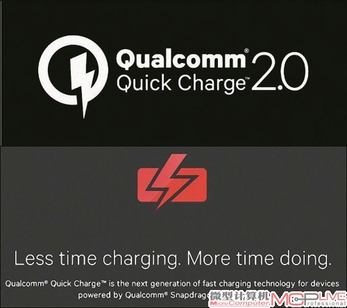 QC 2.0技术，Less time charging，More time doing。